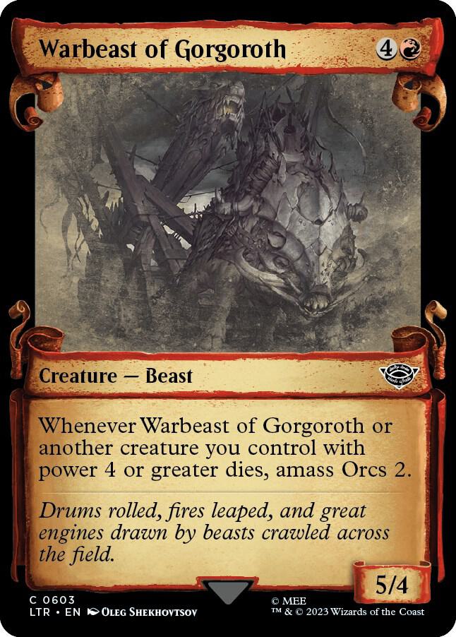 Warbeast of Gorgoroth 603 (Universes Beyond: The Lord of the Rings: Tales of Middle-earth)  - Showcase Scroll Foil | Good Games Modbury