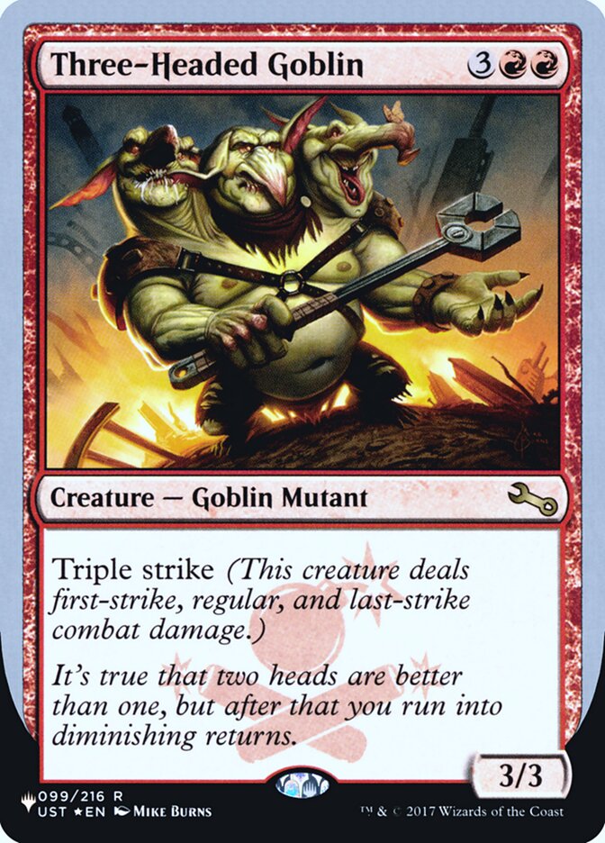 Three-Headed Goblin (Unfinity Foil Edition) [The List] | Good Games Modbury