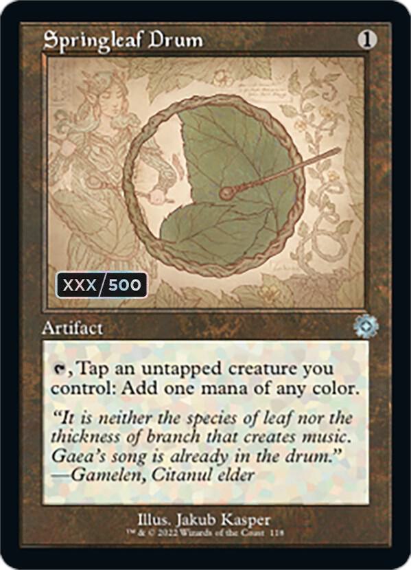 Springleaf Drum Schematic Serial Numbered 118z/63 (The Brothers' War: Retro Frame Artifacts)  - Foil | Good Games Modbury
