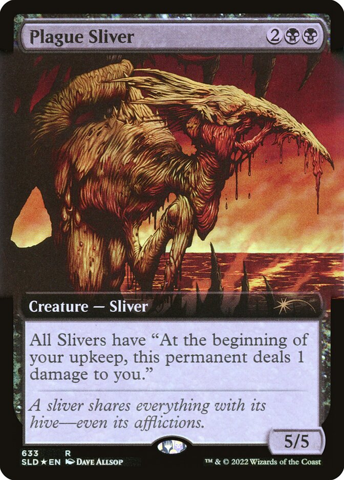 Plague Sliver (Extended Art) (Step-and-Compleat Foil) [Secret Lair Drop Promos] | Good Games Modbury