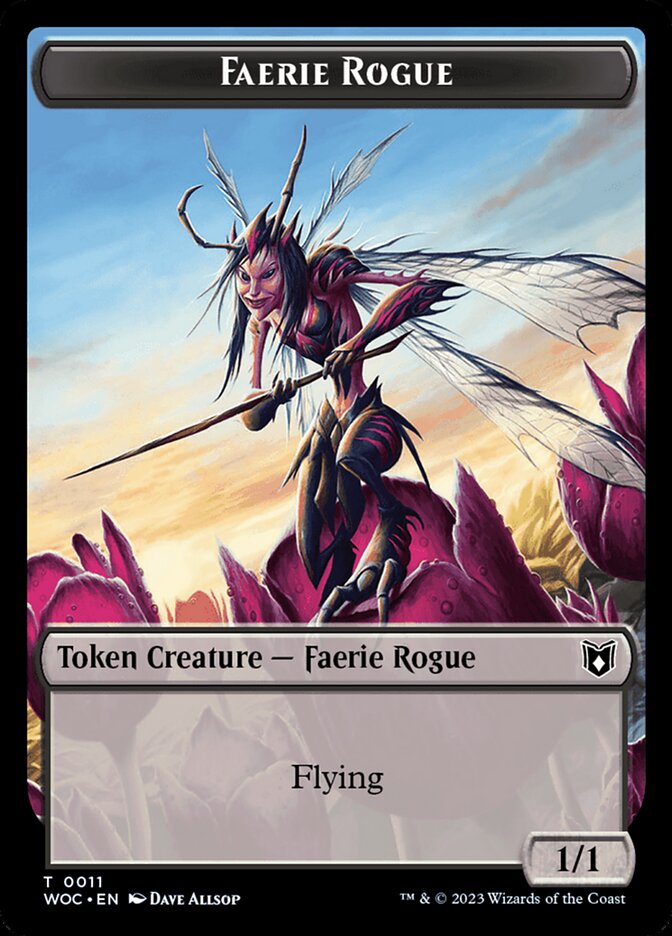 Faerie Rogue // Faerie (0011) Double-Sided Token [Wilds of Eldraine Commander] | Good Games Modbury