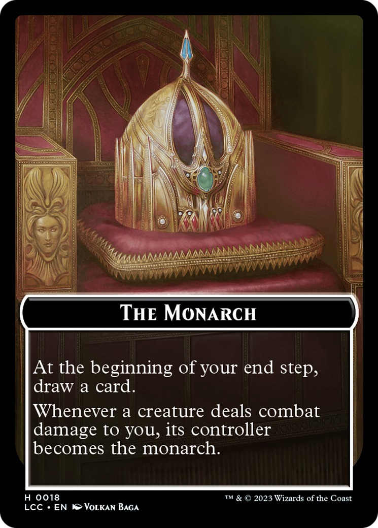 The Monarch // Dinosaur Double-Sided Token [The Lost Caverns of Ixalan Commander Tokens] | Good Games Modbury