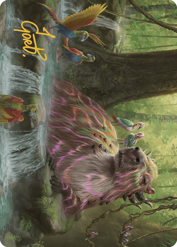 Basking Capybara Art Card Gold Stamped Signature 22 (Art Series: The Lost Caverns of Ixalan)  | Good Games Modbury
