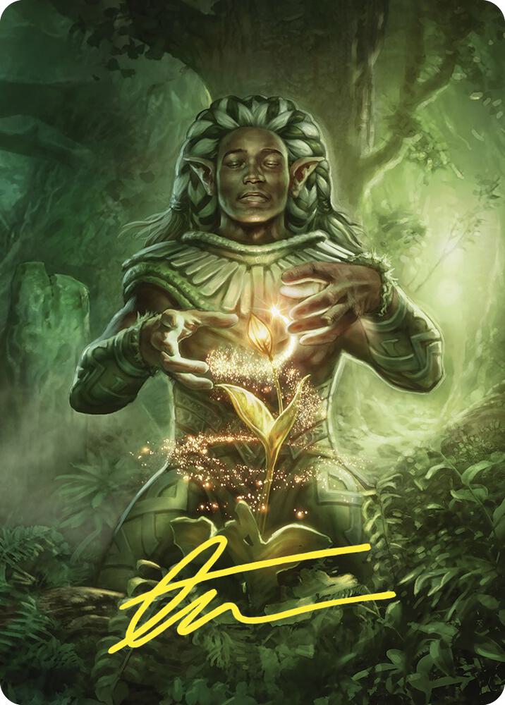 Elvish Mystic Art Card Gold Stamped Signature 41 (Art Series: Commander Masters)  | Good Games Modbury