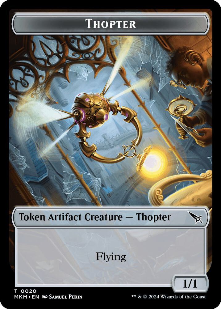 Thopter Rhino Warrior Double Sided Token 20 // 18 (Commander: Murders at Karlov Manor)  | Good Games Modbury