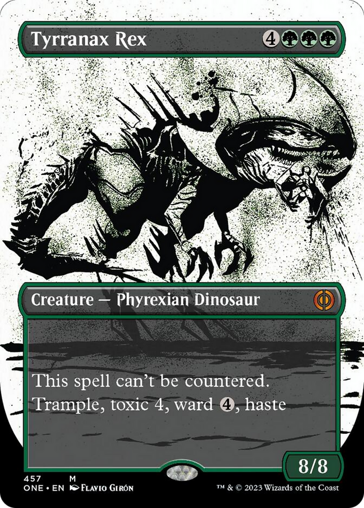 Tyrranax Rex (Borderless Ichor Step-and-Compleat Foil) [Phyrexia: All Will Be One] | Good Games Modbury
