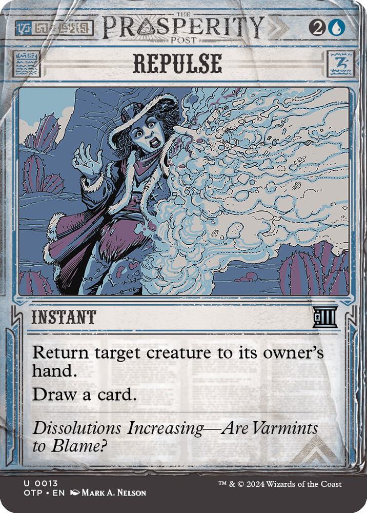 Repulse 13 (Outlaws of Thunder Junction: Breaking News)  - Showcase Foil | Good Games Modbury