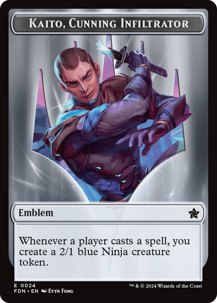 Emblem - Kaito, Cunning Infiltrator // Ninja Doubled-Sided Token [Foundations Tokens] | Good Games Modbury