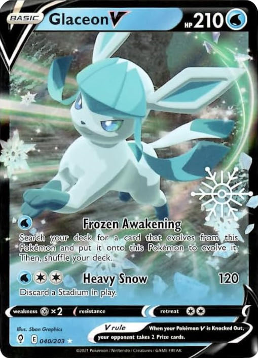 Glaceon V (040/203) (Holiday Calendar) [Sword & Shield: Evolving Skies] | Good Games Modbury