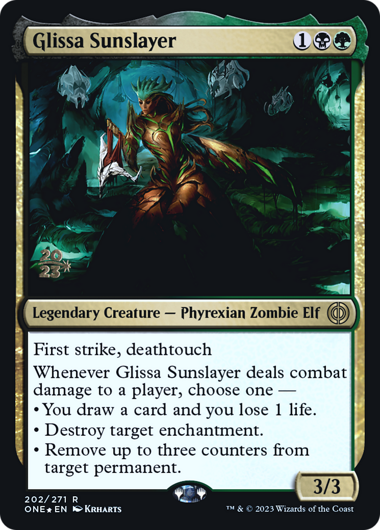 Glissa Sunslayer [Phyrexia: All Will Be One Prerelease Promos] | Good Games Modbury