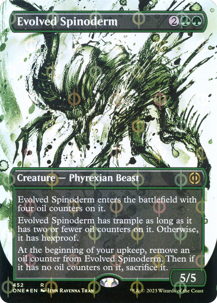 Evolved Spinoderm (Borderless Ichor Step-and-Compleat Foil) [Phyrexia: All Will Be One] | Good Games Modbury