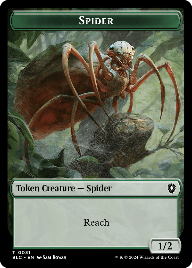 Spider // Blood Double-Sided Token [Bloomburrow Commander Tokens] | Good Games Modbury