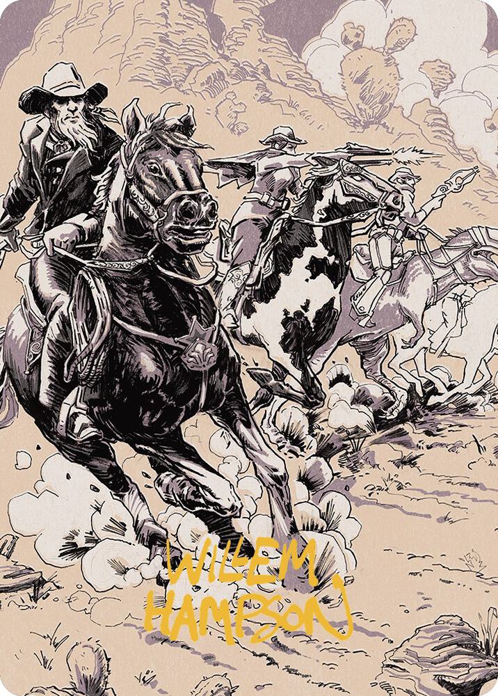 Overwhelming Forces Art Card Gold Stamped Signature 40 (Art Series: Outlaws of Thunder Junction)  | Good Games Modbury