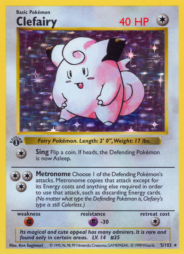 Clefairy (5/102) (Shadowless) [Base Set 1st Edition] | Good Games Modbury