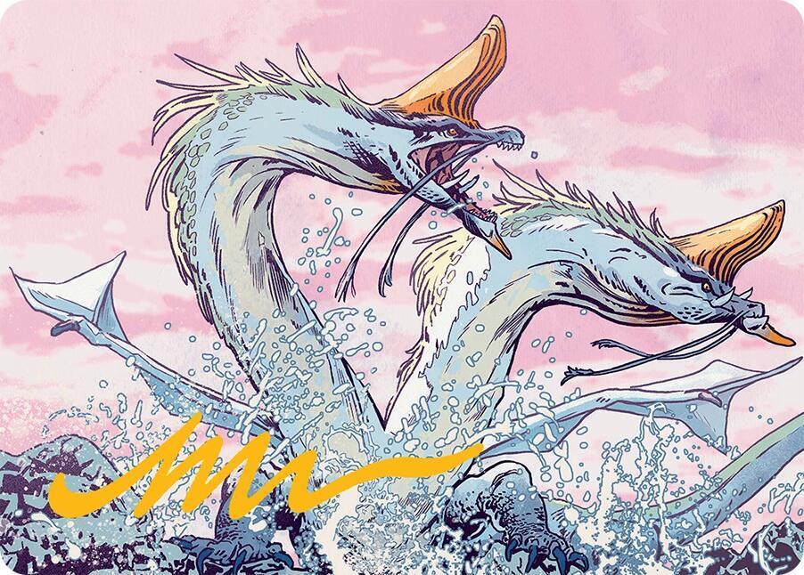 Twinmaw Stormbrood Art Card 39 54 Gold Stamped Signature 39 (Art Series: Tarkir: Dragonstorm)  | Good Games Modbury