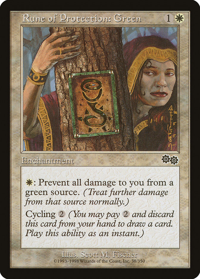Rune of Protection: Green 38/350 (Urza's Saga)  | Good Games Modbury