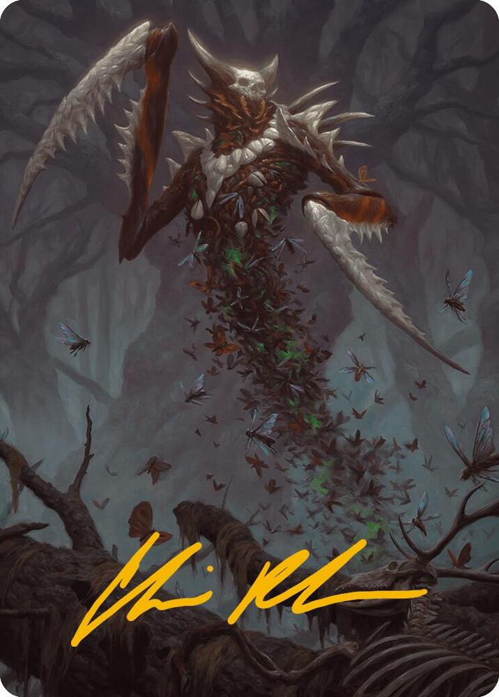 Grist the Plague Swarm Art Card Gold Stamped Signature 18 (Art Series: Modern Horizons 3)  | Good Games Modbury