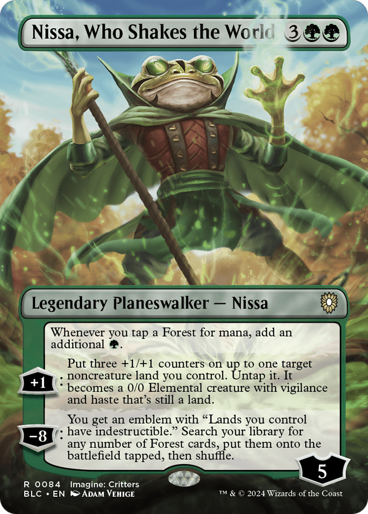 Nissa, Who Shakes the World (Borderless) [Bloomburrow Commander] | Good Games Modbury