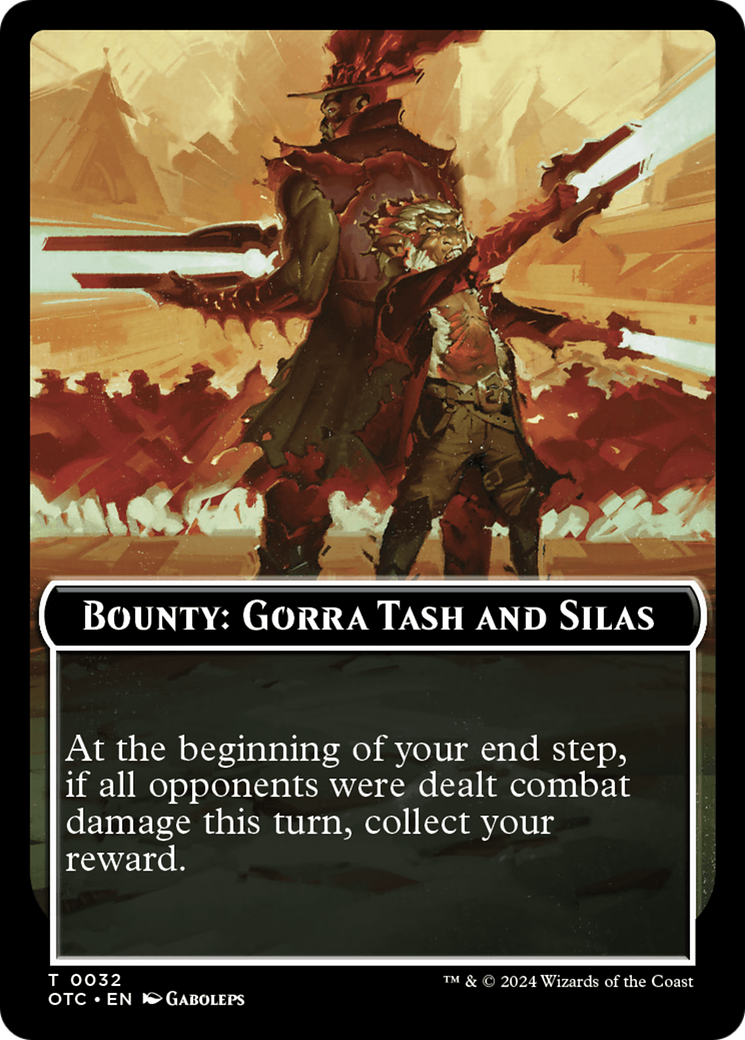 Bounty: Gorra Tash and Silas // Bounty Rules Double-Sided Token [Outlaws of Thunder Junction Commander Tokens] | Good Games Modbury