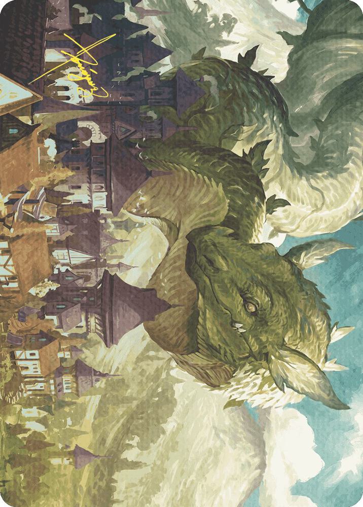 Beanstalk Wurm Art Card Gold Stamped Signature 23 (Art Series: Wilds of Eldraine)  | Good Games Modbury