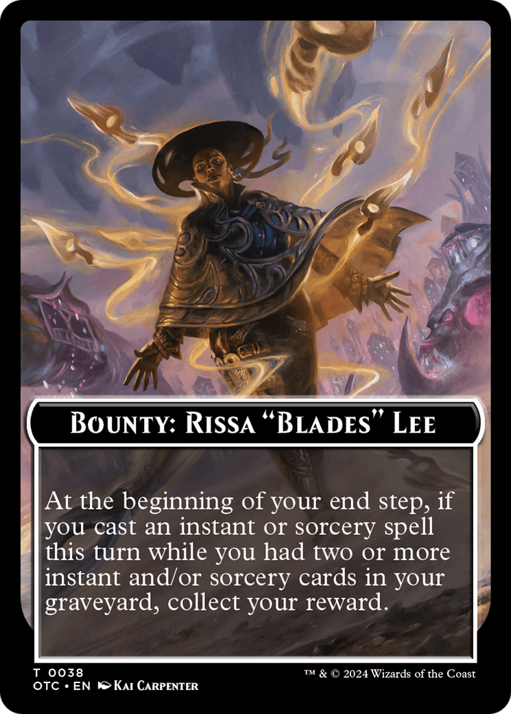 Bounty: Rissa "Blades" Lee // Bounty Rules Double-Sided Token [Outlaws of Thunder Junction Commander Tokens] | Good Games Modbury