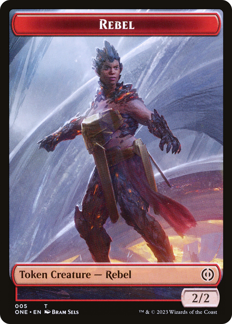 Rebel // The Hollow Sentinel Double-Sided Token [Phyrexia: All Will Be One Tokens] | Good Games Modbury