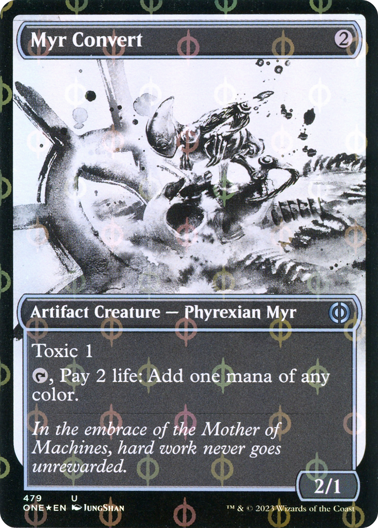 Myr Convert (Showcase Ichor Step-and-Compleat Foil) [Phyrexia: All Will Be One] | Good Games Modbury