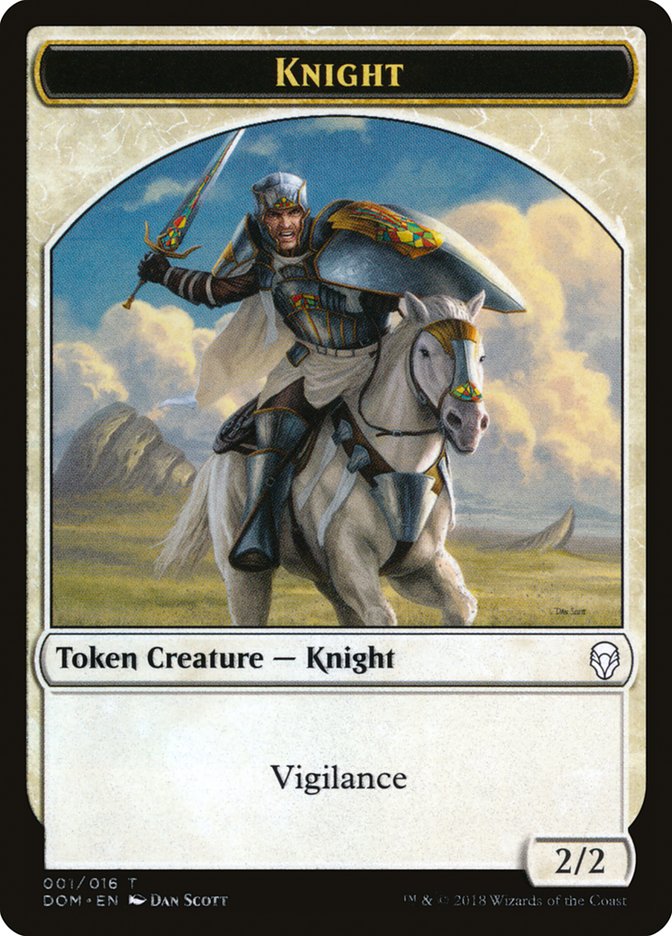 Knight Token (001/016) [Dominaria Tokens] | Good Games Modbury