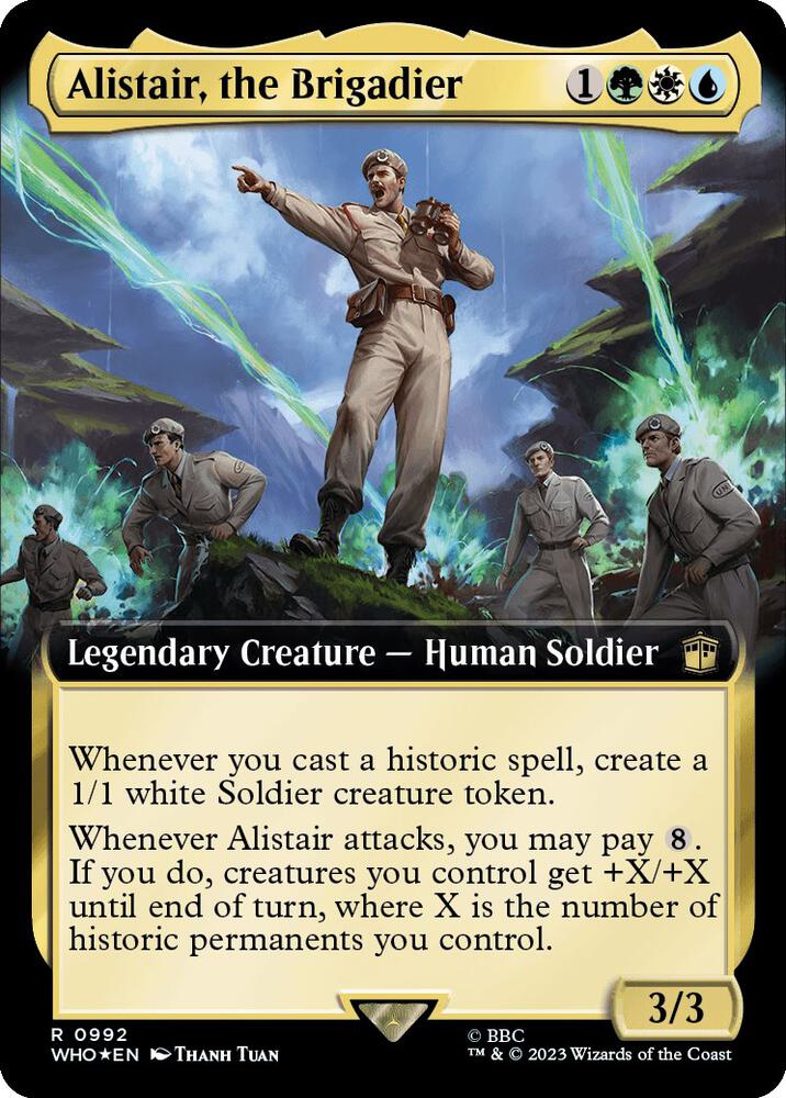Alistair, the Brigadier 992/331 (Universes Beyond: Doctor Who)  - Extended Art Surge Foil | Good Games Modbury