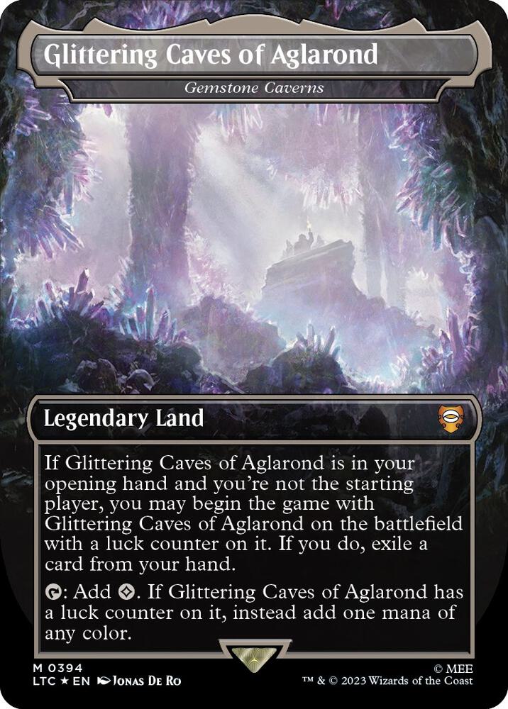 Glittering Caves of Aglarond Gemstone Caverns Borderless Surge Foil 394 (Commander: The Lord of the Rings: Tales of Middle-earth)  - Borderless Surge Foil | Good Games Modbury