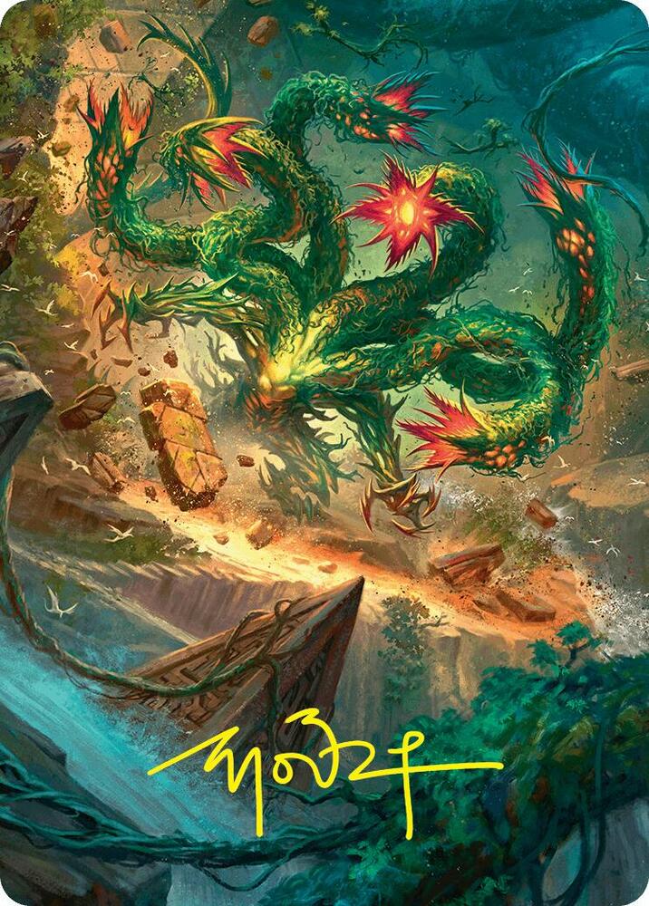 Mossborn Hydra Art Card 42 54 Gold Stamped Signature 42 (Art Series: Foundations)  | Good Games Modbury
