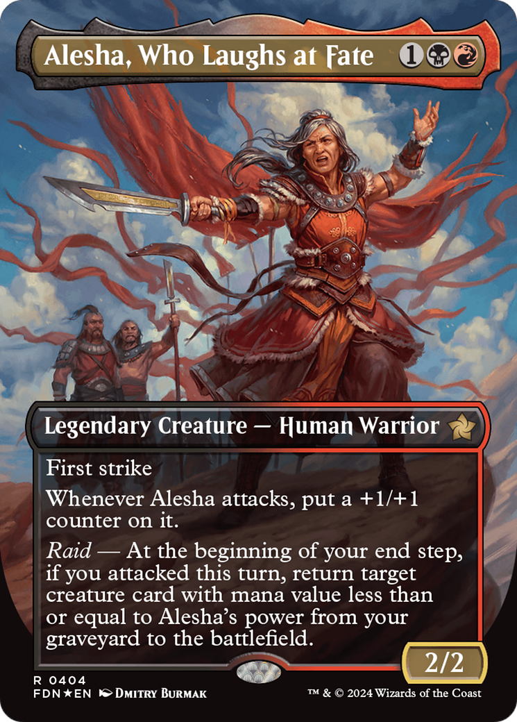 Alesha, Who Laughs at Fate (Borderless) (Mana Foil) [Foundations] | Good Games Modbury