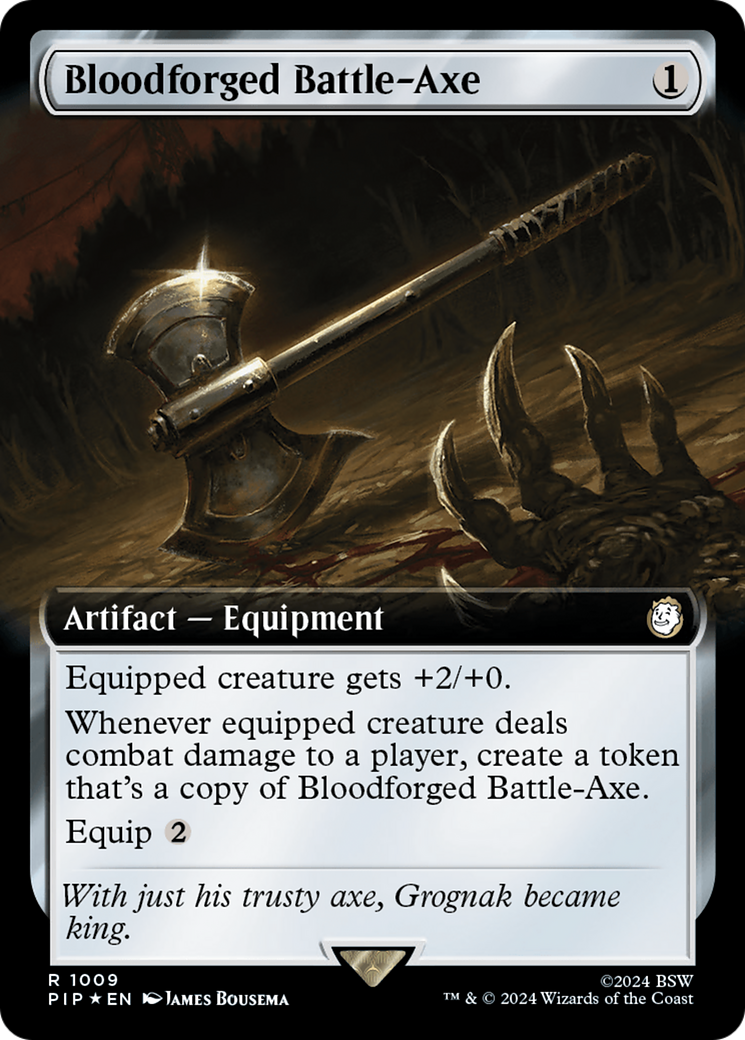 Bloodforged Battle-Axe (Extended Art) (Surge Foil) [Fallout] | Good Games Modbury