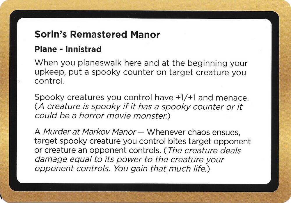 Sorins Remastered Manor Black Lotus Unknown Planechase  (Oversize Cards)  | Good Games Modbury