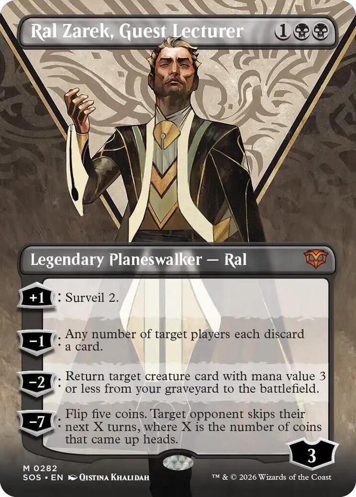 Ral Zarek, Guest Lecturer 282 (Secrets of Strixhaven)  - Borderless Foil | Good Games Modbury