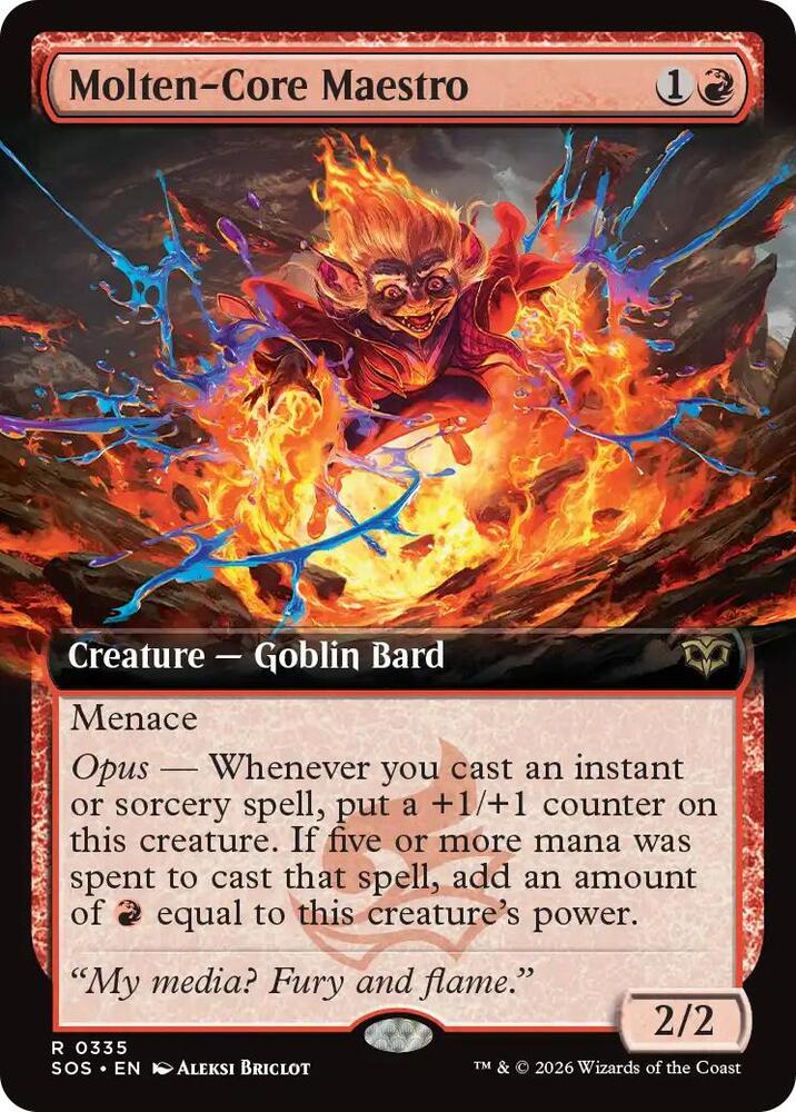 Molten-Core Maestro 335 (Secrets of Strixhaven)  - Extended Art Foil | Good Games Modbury