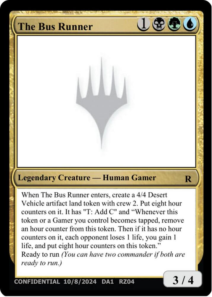 The Bus Runner  (Un-Known Event Playtest Cards)  | Good Games Modbury
