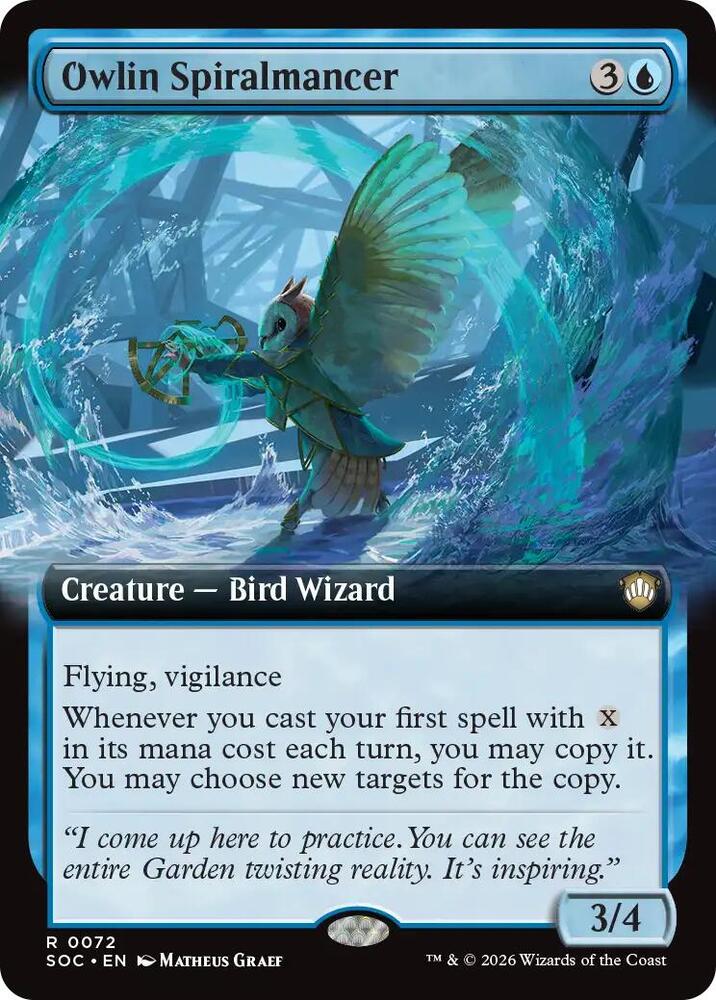 Owlin Spiralmancer 72 (Commander: Secrets of Strixhaven)  - Extended Art | Good Games Modbury