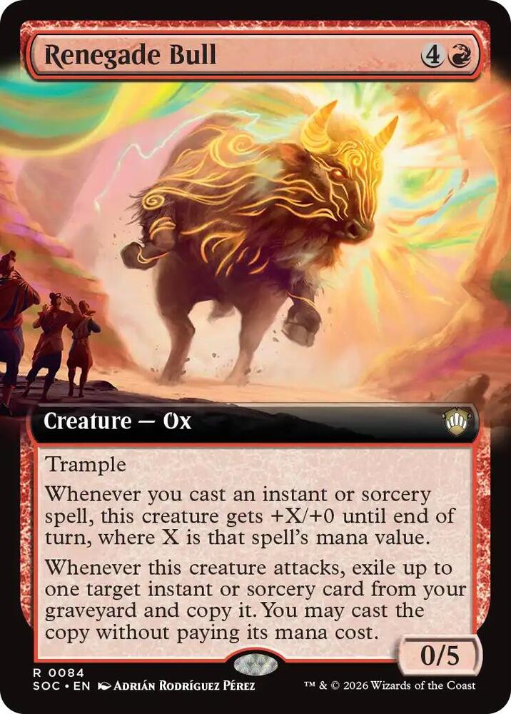 Renegade Bull 84 (Commander: Secrets of Strixhaven)  - Extended Art | Good Games Modbury