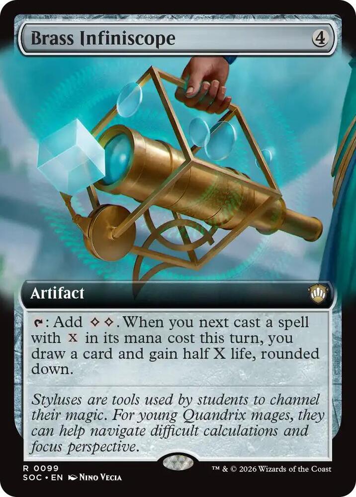 Brass Infiniscope 99 (Commander: Secrets of Strixhaven)  - Extended Art | Good Games Modbury