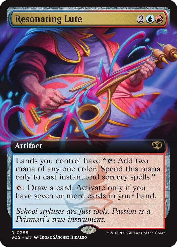 Resonating Lute 355 (Secrets of Strixhaven)  - Extended Art Foil | Good Games Modbury