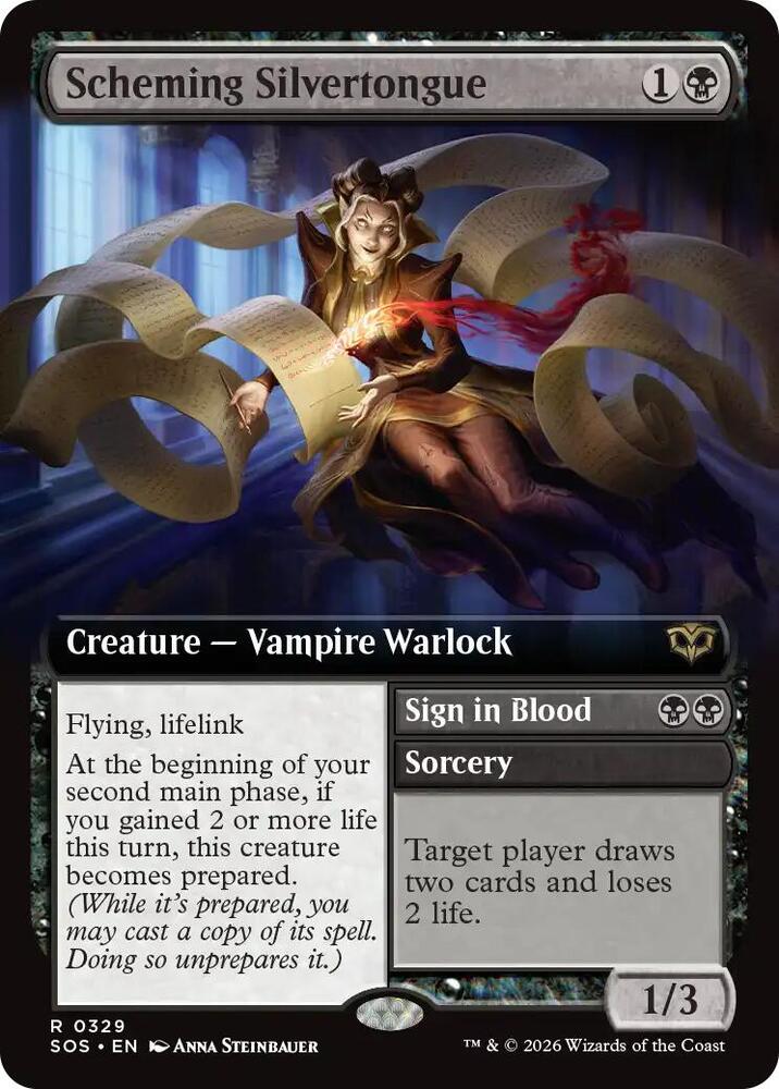 Scheming Silvertongue // Sign in Blood 329 (Secrets of Strixhaven)  - Extended Art Foil | Good Games Modbury
