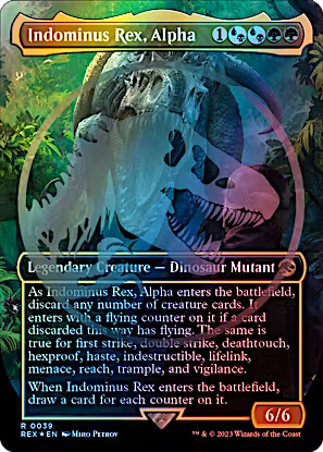 Indominus Rex, Alpha 39/26 (Universes Beyond: Jurassic World Collection)  - Borderless Emblem Foil | Good Games Modbury