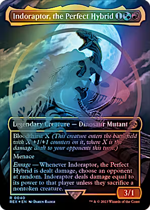 Indoraptor, the Perfect Hybrid 40/26 (Universes Beyond: Jurassic World Collection)  - Borderless Emblem Foil | Good Games Modbury