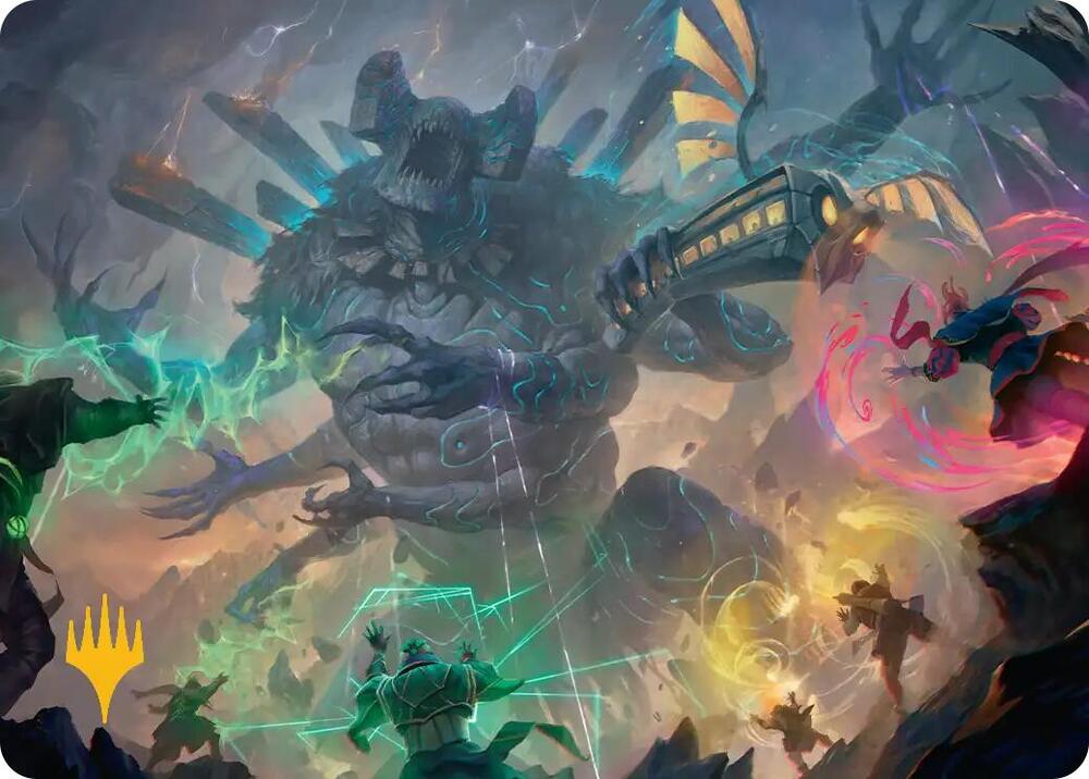 Moment of Reckoning Art Card Gold Stamped Planeswalker Symbol 19 (Art Series: Secrets of Strixhaven)  | Good Games Modbury