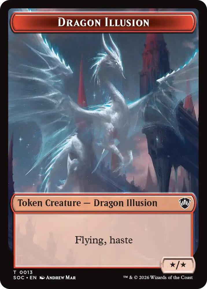 Dragon Illusion Elemental 0002 Double Sided Token 13 // 2 (Commander: Secrets of Strixhaven)  - Foil | Good Games Modbury