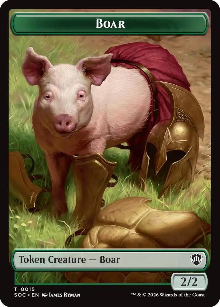 Boar Fractal 0005 Double Sided Token 15 // 5 (Commander: Secrets of Strixhaven)  | Good Games Modbury