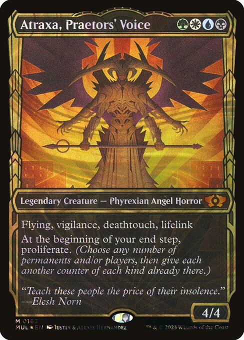 Atraxa, Praetors' Voice 163/65 (March of the Machine: Multiverse Legends)  - Showcase Halo Foil | Good Games Modbury