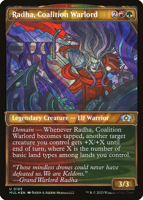 Radha, Coalition Warlord 185/65 (March of the Machine: Multiverse Legends)  - Showcase Halo Foil | Good Games Modbury