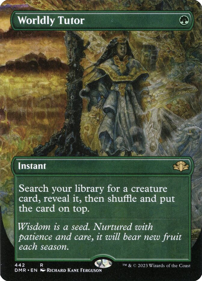 Worldly Tutor 442/261 (Dominaria Remastered)  - Borderless Foil | Good Games Modbury